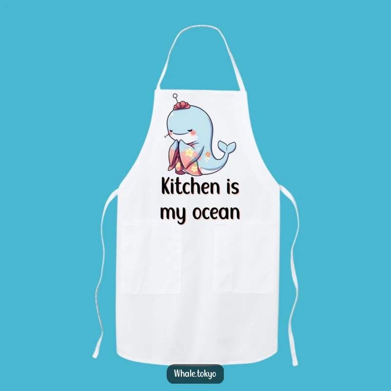 Funny Whale Kimono Apron - Elegant Cooking, Graceful Kitchen Fun!