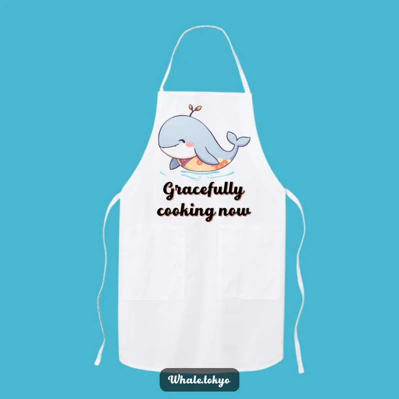 Funny Serene Whale Kimono Apron: Elegant Design for a Peaceful Cook