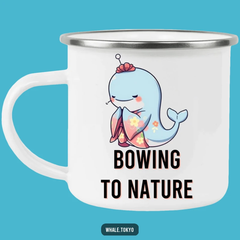Funny Whale Kimono Camping Mug - Serene Outdoors, Elegant Sipping!
