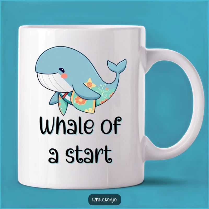 Funny Whale Kimono Mug - Whimsical Underwater Elegance Gift