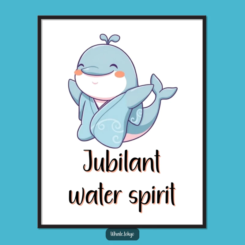 Funny Jovial Whale Kimono Digital Print - Instant Cheerful Wall Art