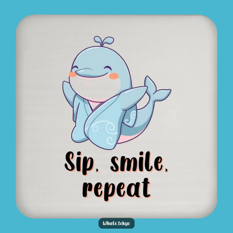 Funny Jovial Whale Kimono Coaster - Cheerful Protection for Surfaces