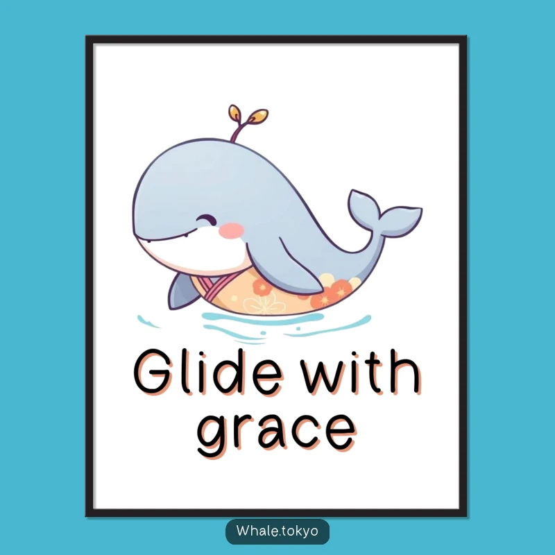 Funny Serene Whale Kimono Poster: Elegant Art for a Peaceful Atmosphere
