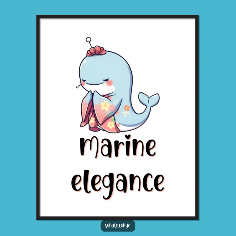 Funny Whale Kimono Poster - Elegant Bow Art, Serene Decor!