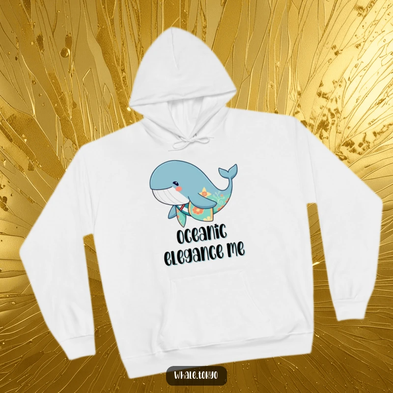 Funny cute whale swimming in a vibrant kimono, offering cozy and humorous style.