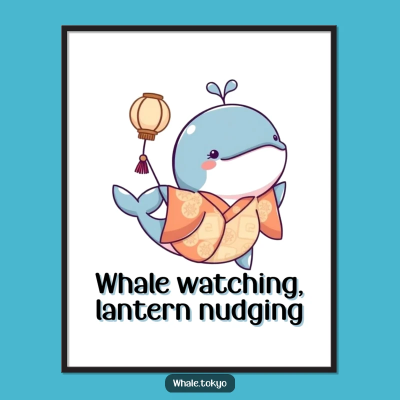 Free Printable Funny Wall Art: Kimono Whale Lantern, Downloadable Decor