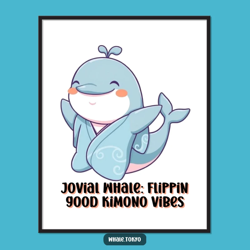 Free Printable Jovial Whale Wall Art: Kimono Smile Downloadable Art