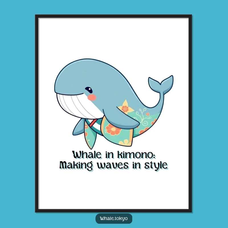 Free Printable Whale Kimono Wall Art: Swimming Elegance Downloadable Art