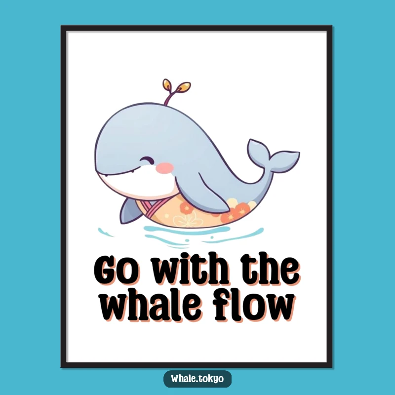 Free Printable Wall Art: Serene Whale Kimono Glide Funny Downloadable Gift for Decor