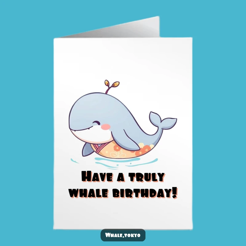 Free Printable Birthday Card: Serene Whale Kimono Glide Funny Downloadable Gift