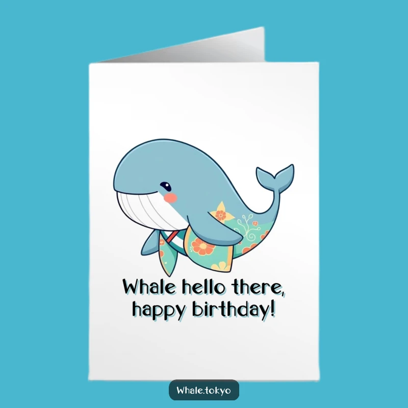 Free Printable Whale Kimono Birthday Card: Swimming Fun Downloadable Gift