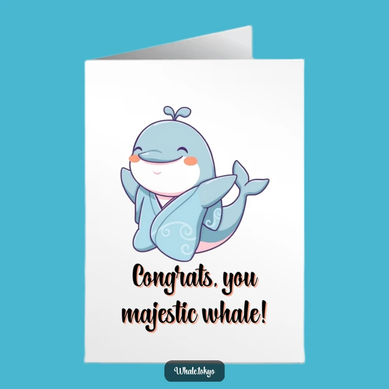 Free Printable Jovial Whale Congrats Card: Kimono Wave Downloadable Gift