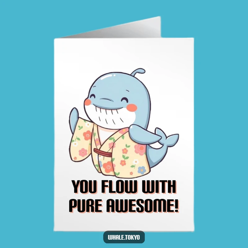 Free Printable Whale Kimono Congrats Card: Joyful Sway, Funny Downloadable