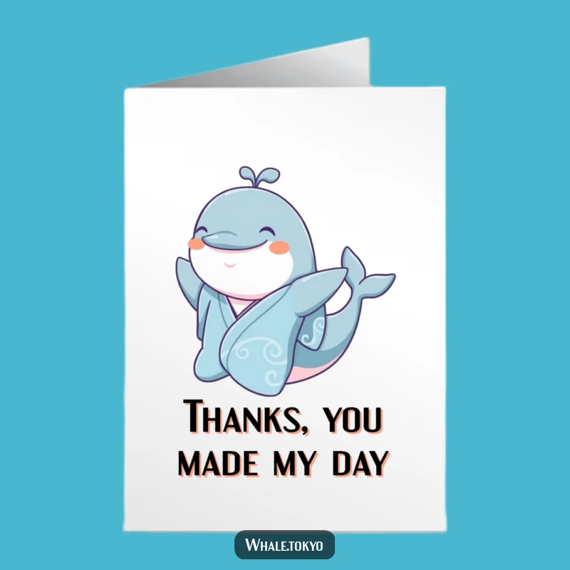 Free Printable Jovial Whale Thank You Card: Kimono Wave Downloadable Gift