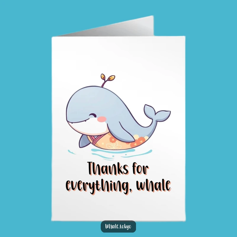 Free Printable Thank You Card: Serene Whale Kimono Glide Funny Downloadable Gift
