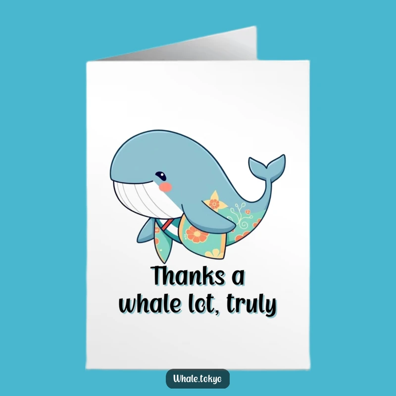 Free Printable Whale Kimono Thank You Card: Swimming Grace Downloadable Gift