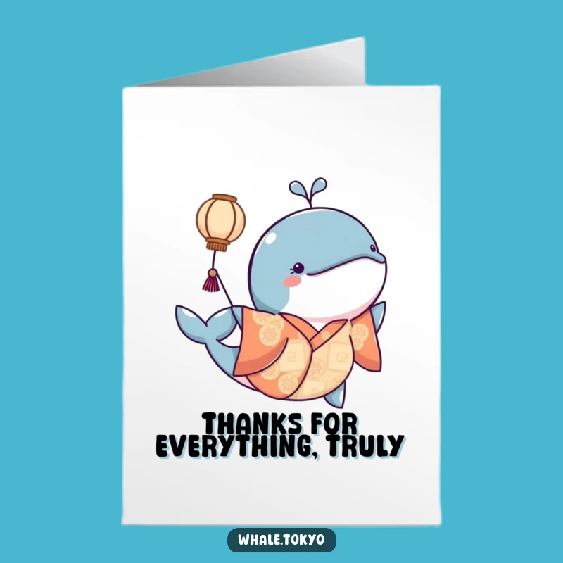 Free Printable Thank You Card: Kimono Whale Lantern, Heartfelt Downloadable Gift