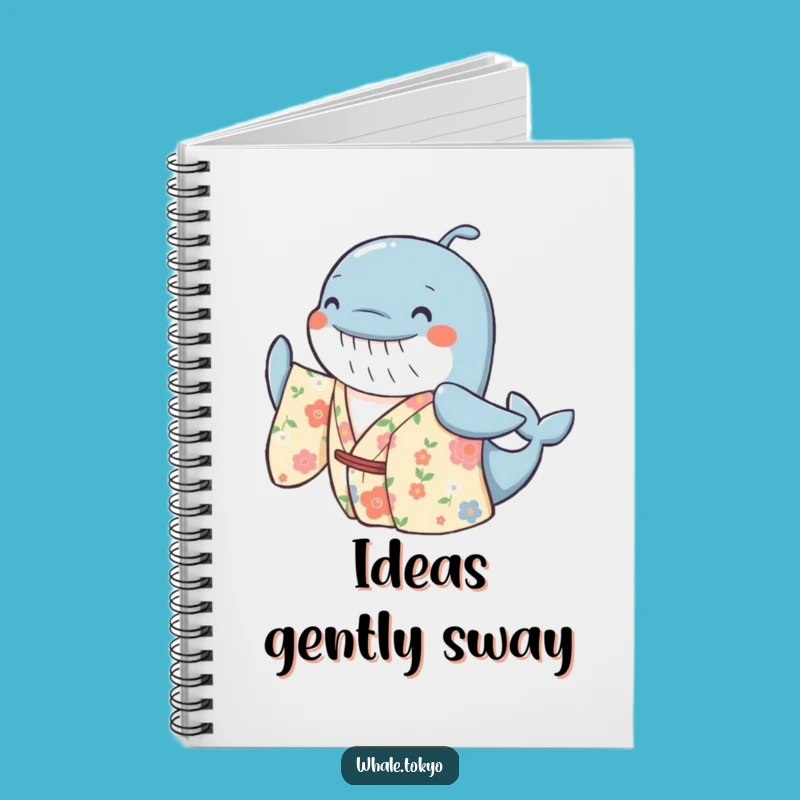 Funny Floral Whale Kimono Notebook - Cheerful Journaling, Happy Thoughts!