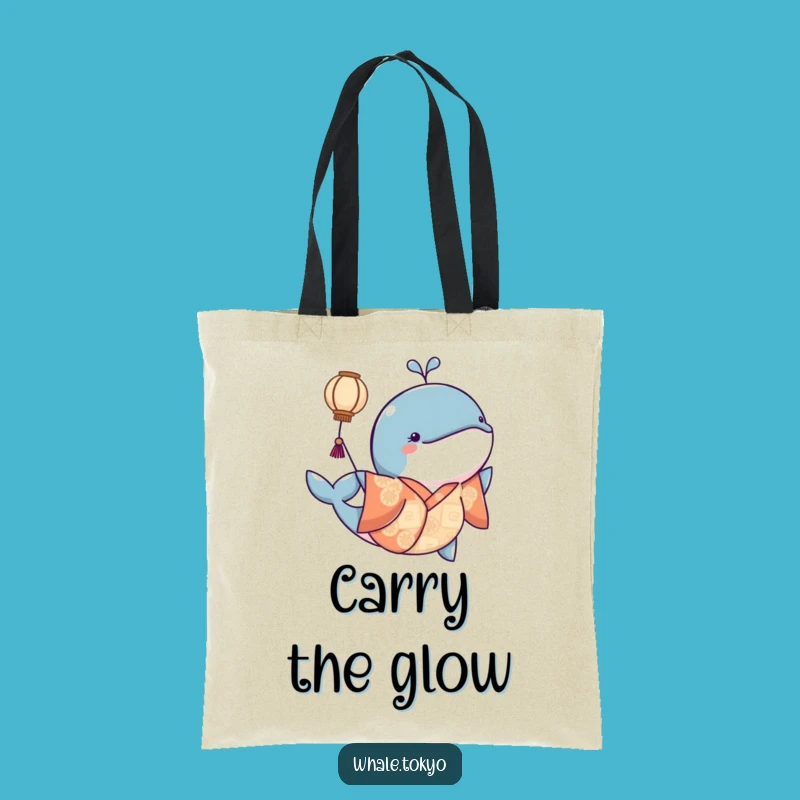 Funny Kimono Whale Tote Bag: Lantern Light, Elegant Ocean Accessory