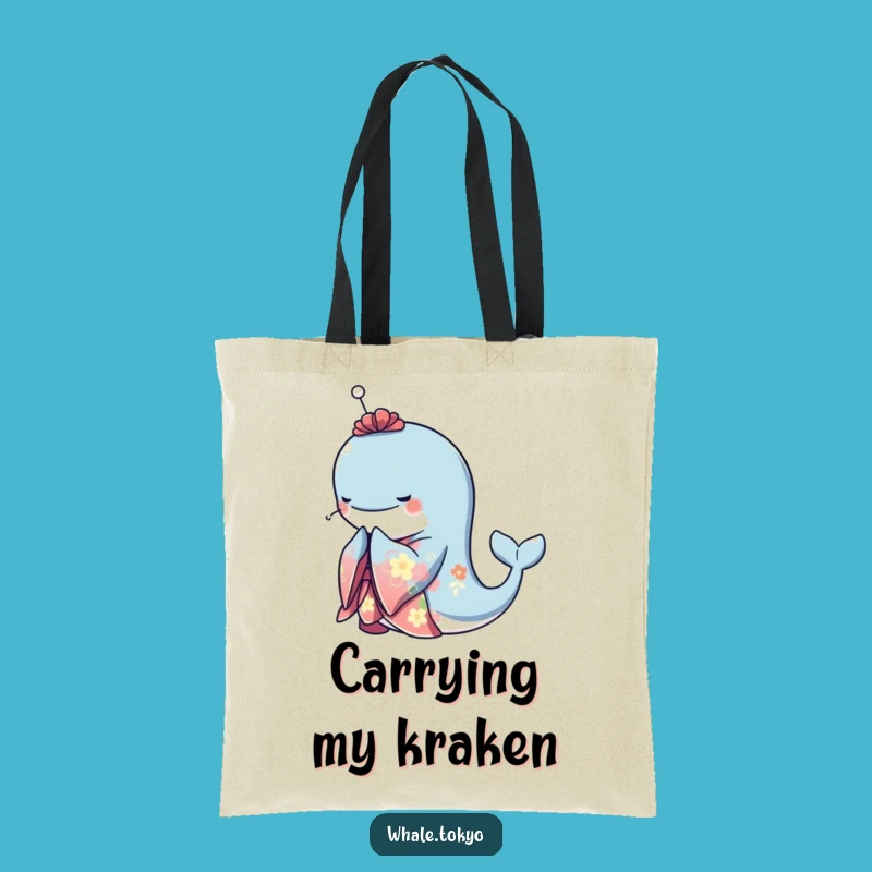 Funny Whale Kimono Tote Bag - Elegant Bow, Carry Your Class!